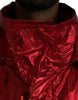 Dolce & Gabbana Red Nylon Hooded Pullover Sweatshirt Jacket