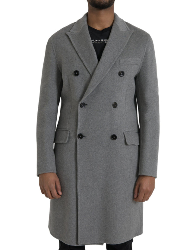 Dolce & Gabbana Gray Double Trench Coat Cashmere Jacket