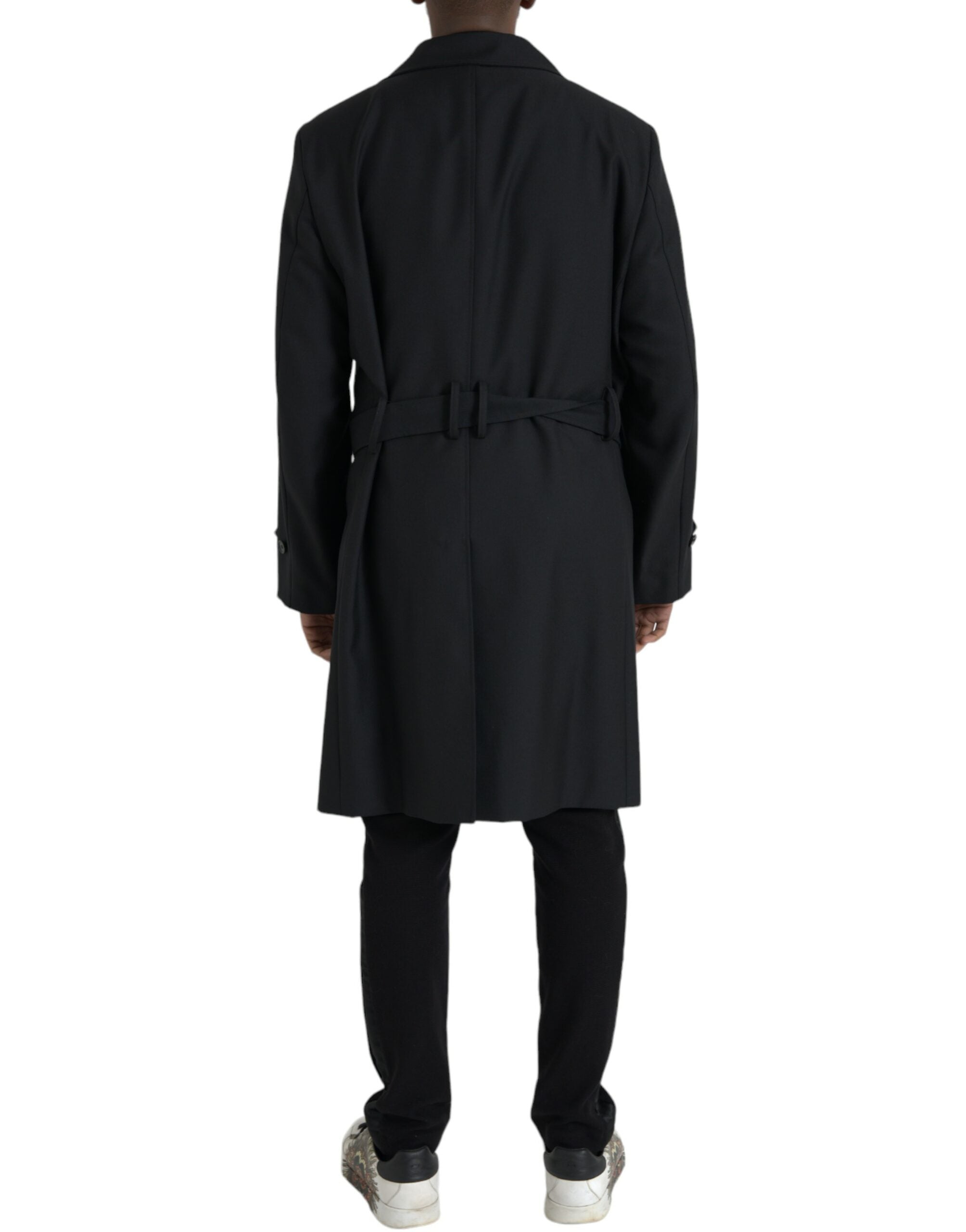 Dolce & Gabbana Black Double Breasted Trench Coat Jacket