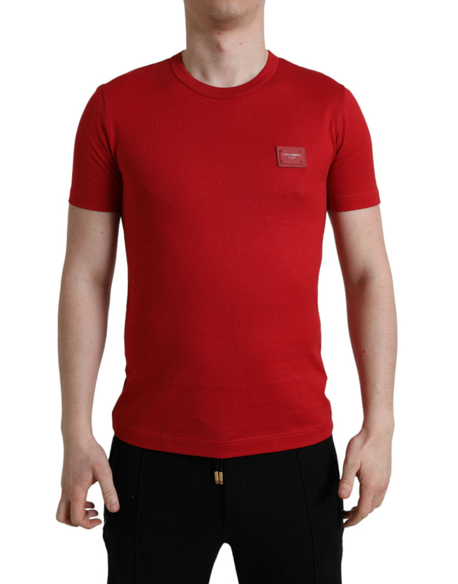 Dolce & Gabbana Red Logo Plaque ShortSleeve Crewneck T-shirt