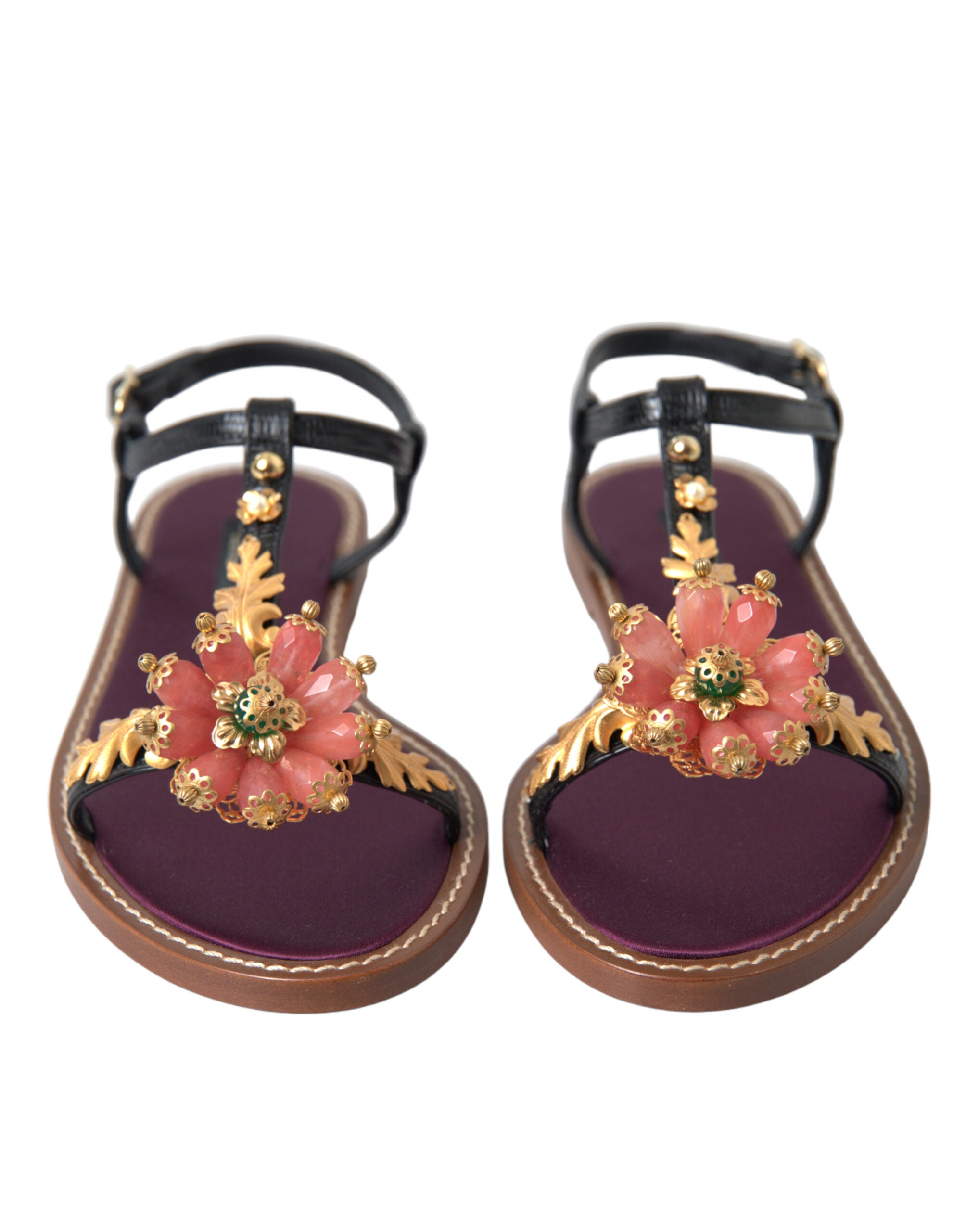 Dolce & Gabbana Elegantes sandalias planas adornadas con cristales