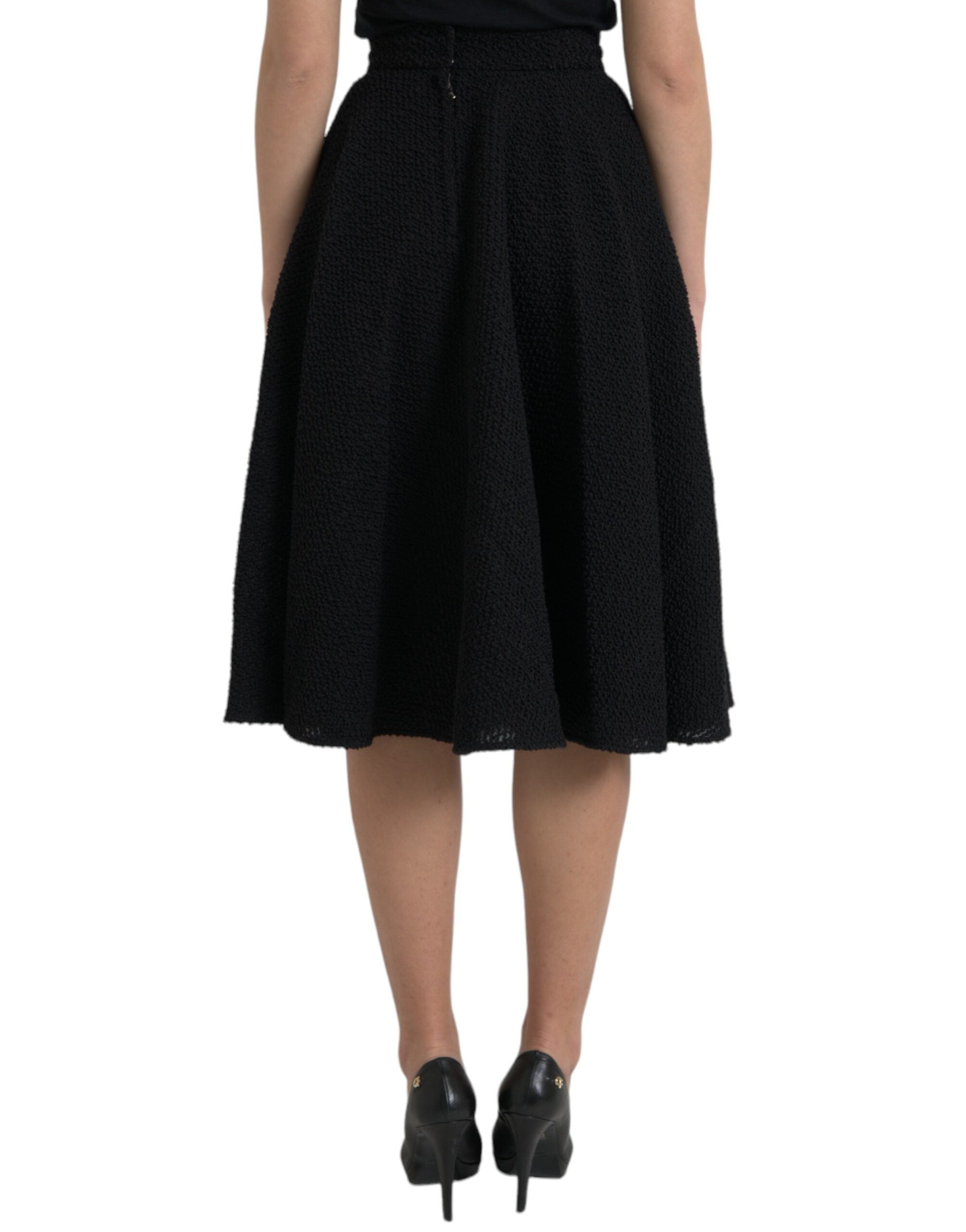 Dolce & Gabbana Black High Waist A-line Knee Length Skirt