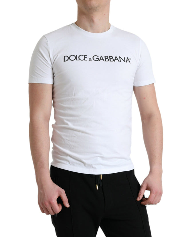 Dolce & Gabbana Elegant White Cotton Round Neck Tee