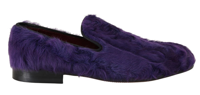 Dolce & Gabbana – Plüsch-Loafer aus lila Schafspelz