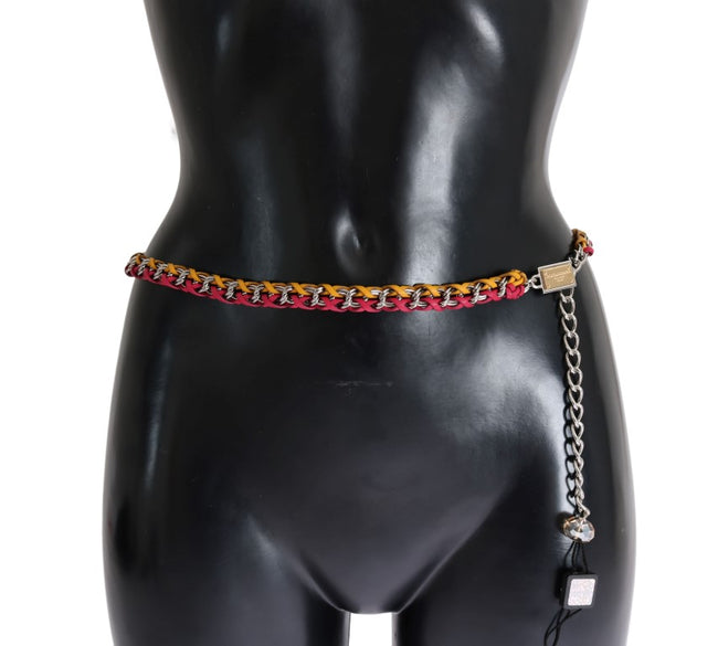 Dolce & Gabbana Elegante cinturón multicolor con adornos de cristales