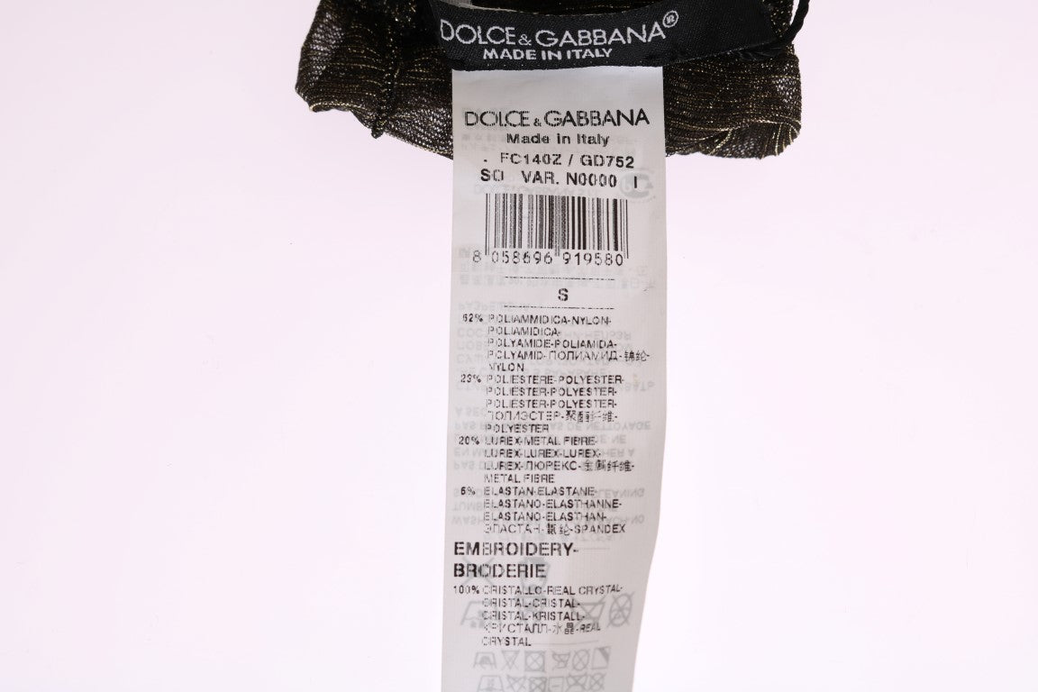 Dolce & Gabbana Schwarze, wadenlange Strümpfe mit Kristallverzierung