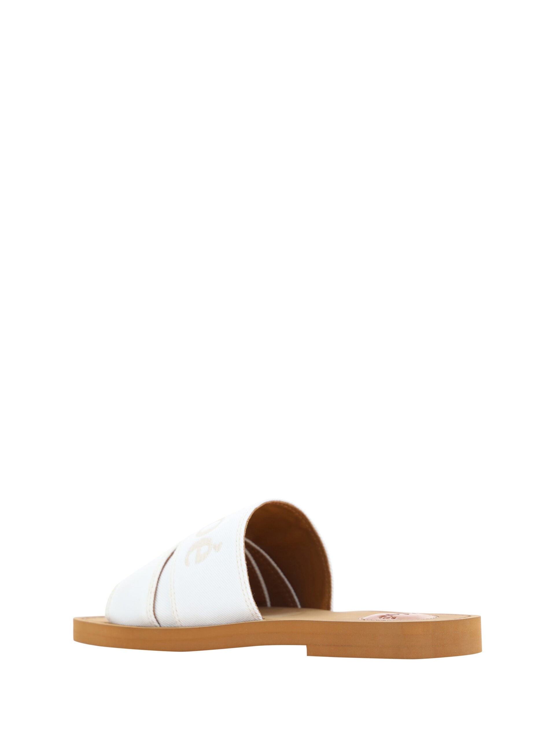 Chloé Elegant White Cotton Slide Sandals