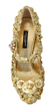 Zapatos de tacón con adornos florales dorados de Dolce & Gabbana