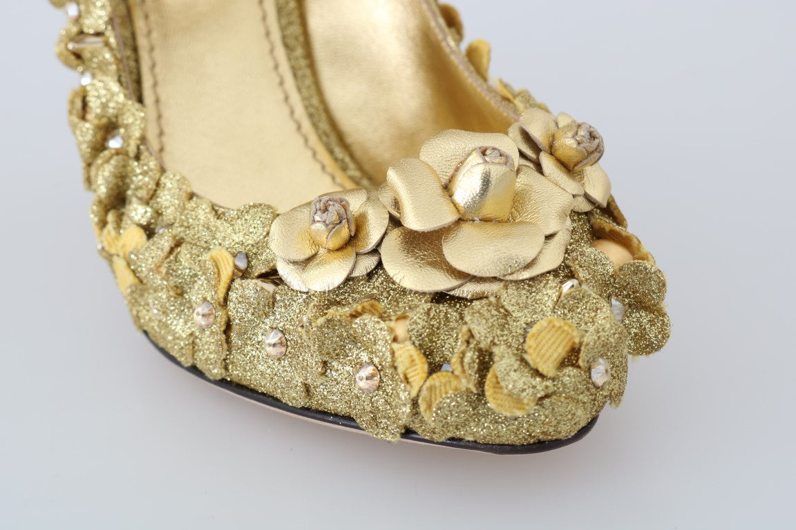 Dolce & Gabbana – Pumps mit goldenen Blumen und Kristallen