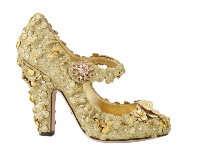 Dolce & Gabbana – Pumps mit goldenen Blumen und Kristallen