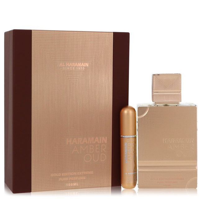 Al Haramain Amber Oud Gold Edition Extreme by Al Haramain Gift Set 3.4 oz 3.4 Pure Perfume Spray + 0.34 oz Refillable Spray (Women)