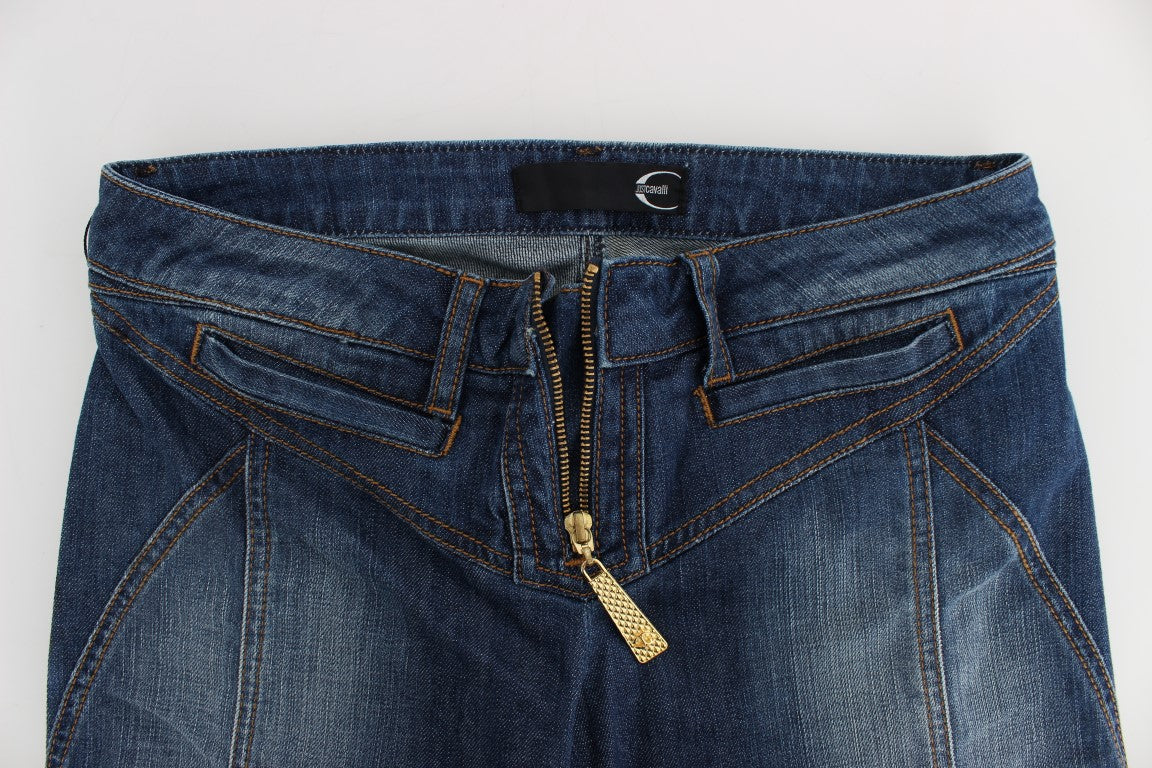 Cavalli Chic Bootcut-Jeans in verwaschenem Blau