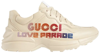 Gucci Wmns Rhyton 'Love Parade' sneaker in beige leather with chunky sole and vintage-inspired design.

