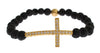 Nialaya Elegantes Armband aus Gold und schwarzem Lavastein