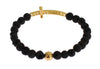 Nialaya Elegantes Armband aus Gold und schwarzem Lavastein