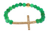 Nialaya Elegantes Armband mit grünen Jadeperlen und vergoldetem Armband