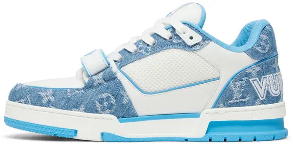 Louis Vuitton Trainer Low 'Velcro Strap - Light Blue Monogram Denim'