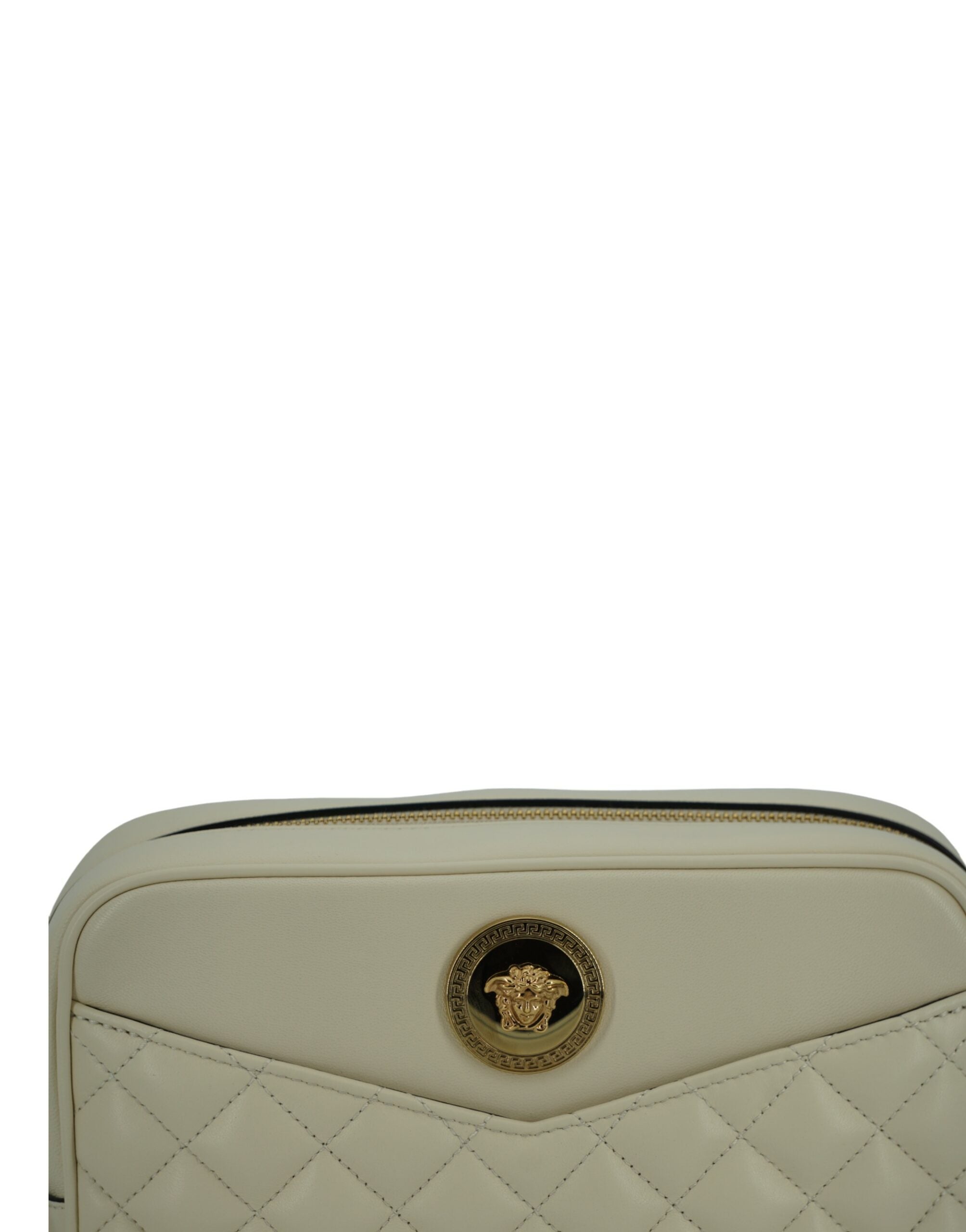 Versace – Elegante Kamera-Umhängetasche aus weißem Leder