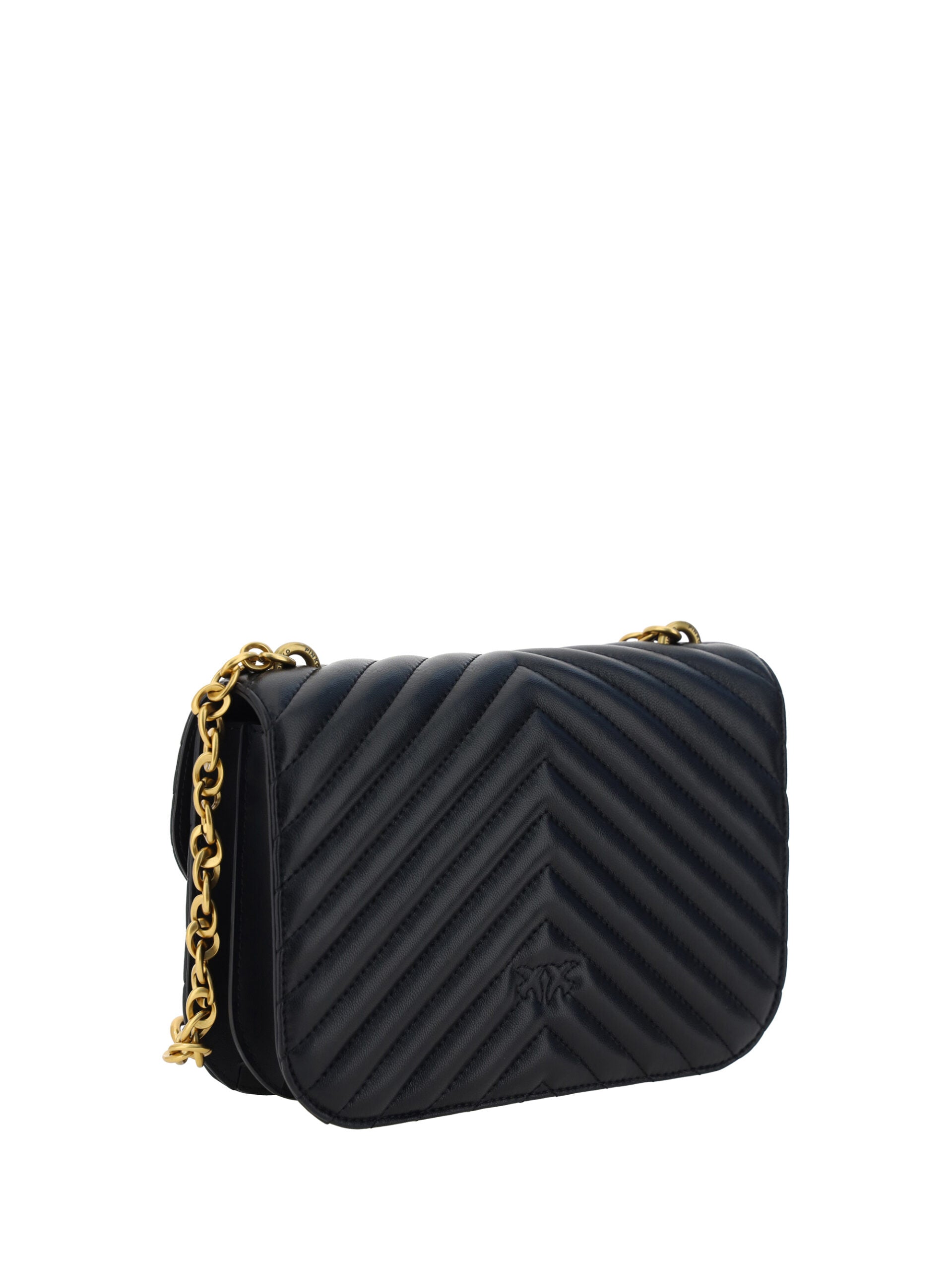 PINKO Elegant Black Quilted Leather Shoulder Bag