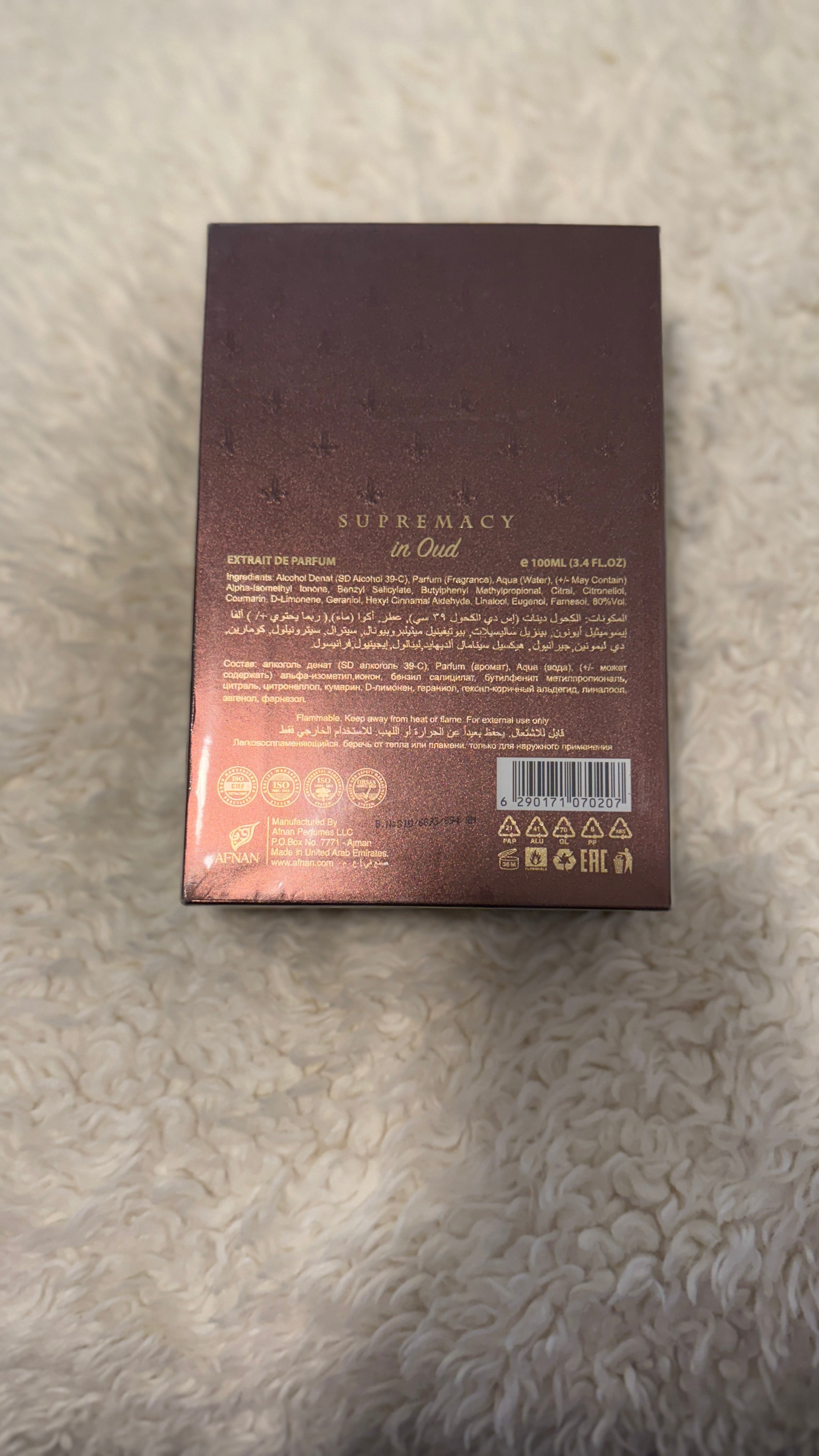 Supremacía Afnan en Oudmen Eau De Parfum Spray 3.4 oz por Afnan Perfumes