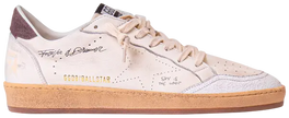 Golden Goose Ball Star 'Forever A Dreamer' sneaker in white leather with ginger suede star and pre-worn sole.