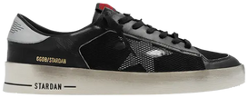 Golden Goose Stardan 'Black Silver' sneaker with mesh upper, silver leather overlays, and distressed sole.
