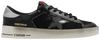 Golden Goose Stardan 'Black Silver' sneaker with mesh upper, silver leather overlays, and distressed sole.
