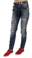 Dolce & Gabbana Crystal Embellished Luxury Denim Jeans.