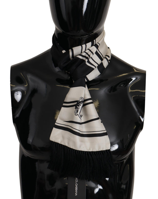 Dolce & Gabbana Eleganter Herrenschal aus Seide - Klassischer schwarzer Streifen