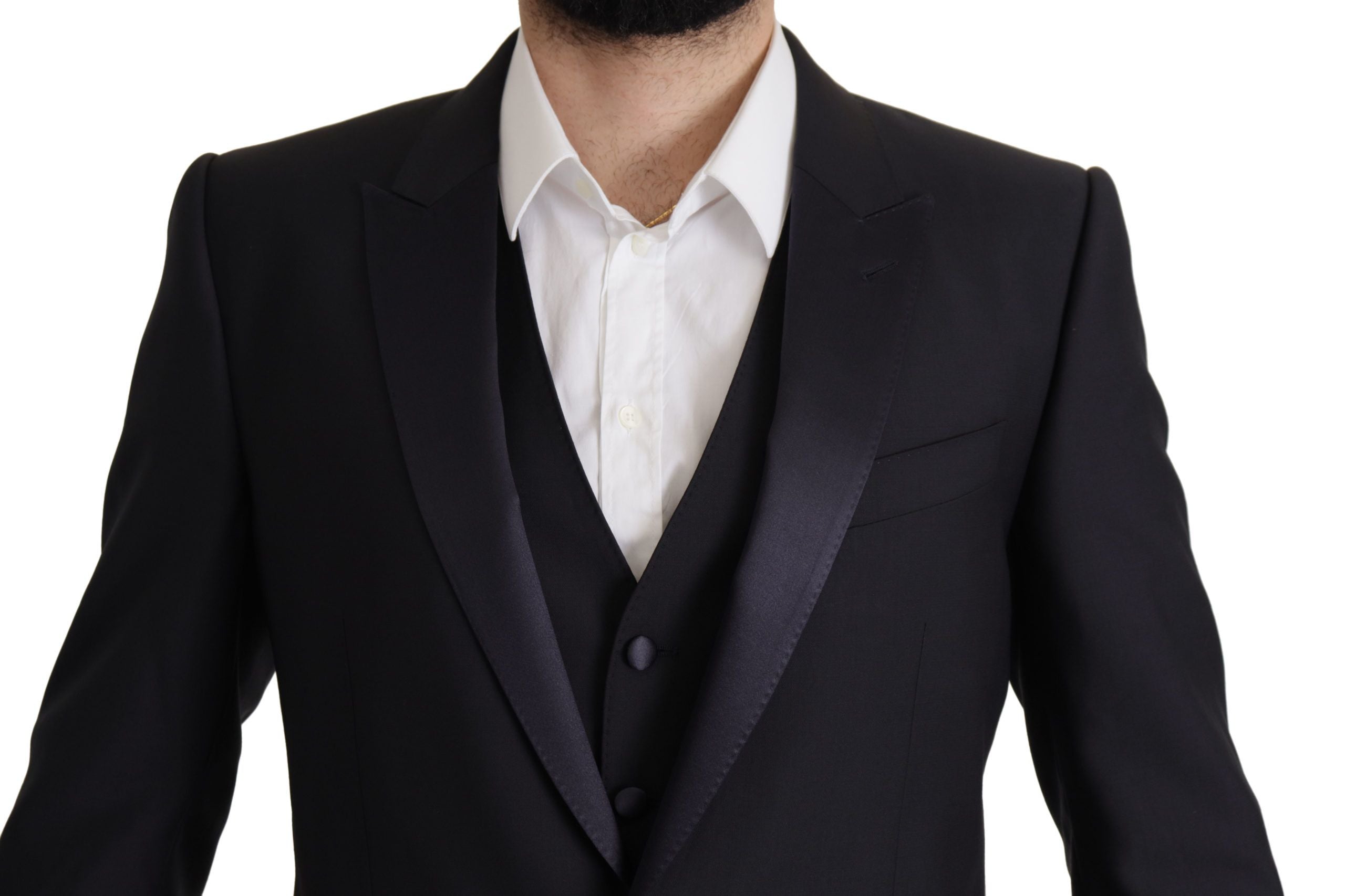 Dolce & Gabbana Eleganter schwarzer dreiteiliger Anzug aus Wollmischung