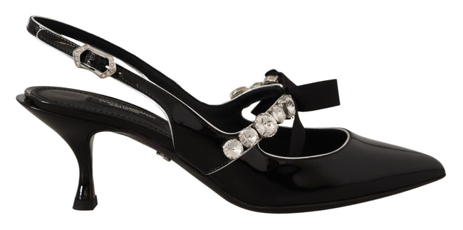 Dolce & Gabbana Zapatos destalonados con cristales en charol negro