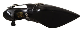 Dolce & Gabbana Zapatos destalonados con cristales en charol negro
