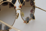Dolce & Gabbana Elegant Round Rose-Embellished Sunglasses