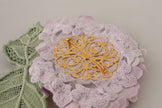 Dolce & Gabbana - Elegante Brosche aus Seidenmischung mit Blumenmuster in Lila
