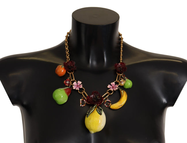 Dolce & Gabbana – Schicke, goldene Statement-Halskette mit Früchten aus Sizilien