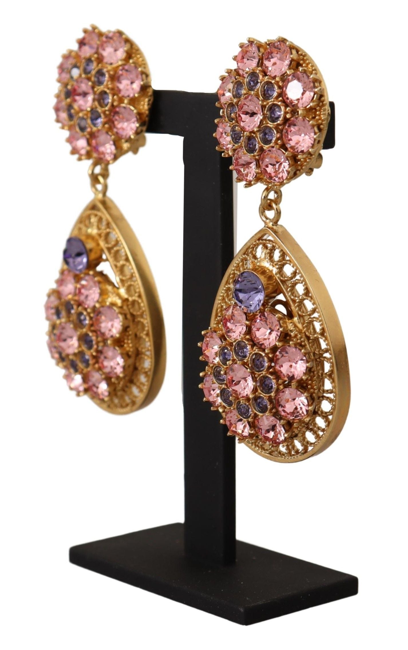 Pendientes colgantes con clip DG SICILY de cristal dorado de Dolce & Gabbana