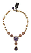 Dolce & Gabbana Elegante Statement-Halskette mit floralem Kristall