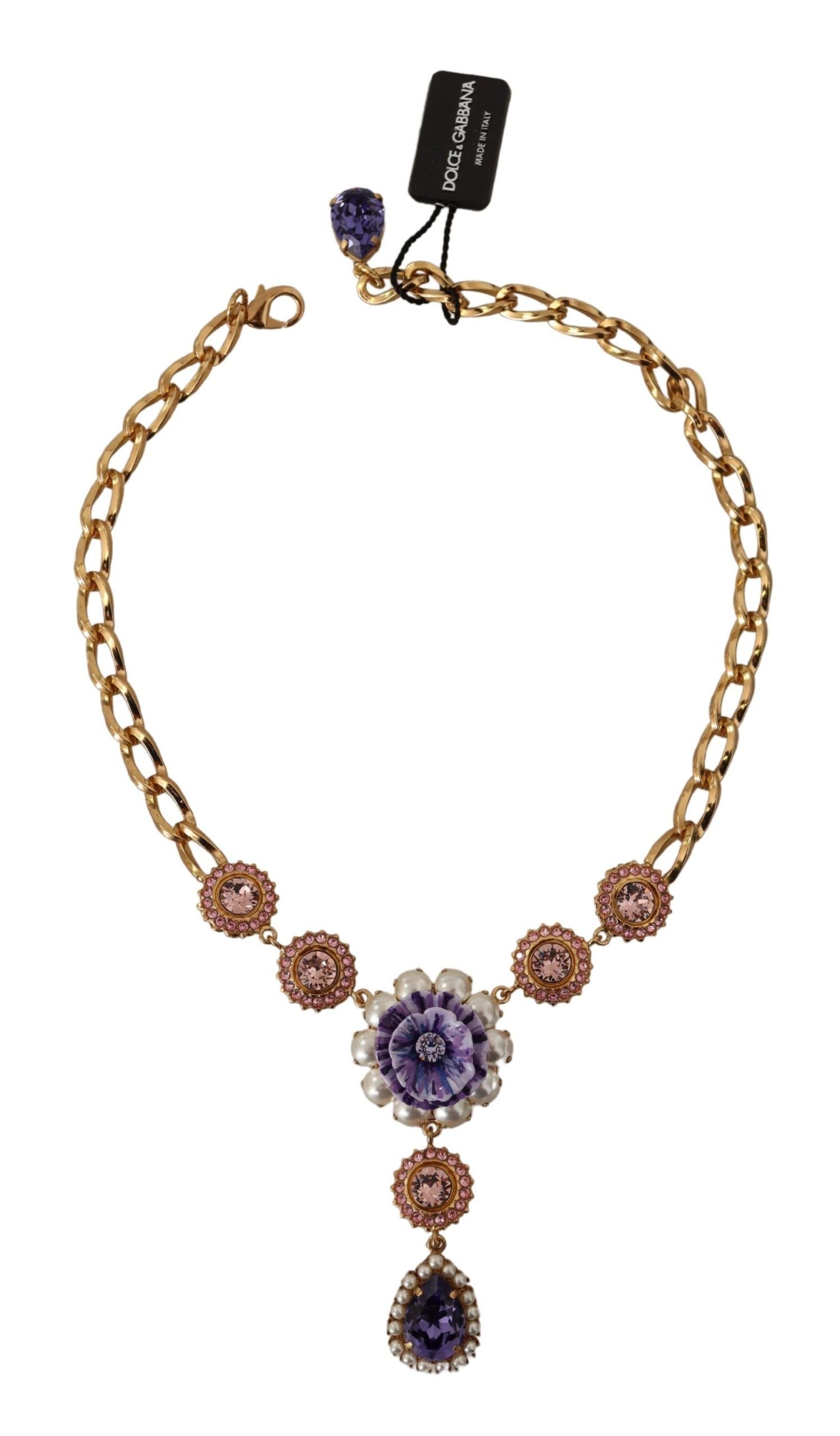 Dolce & Gabbana Elegante collar llamativo con cristales florales