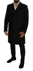 Dolce & Gabbana Eleganter grauer langer Mantel aus reinem Kaschmir