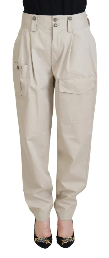 Dolce & Gabbana Beige Cotton Women Cargo Pants - GENUINE AUTHENTIC BRAND LLC  