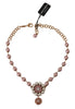 Dolce & Gabbana - Elegante Statement-Halskette mit Blumenmuster und goldenen Kristallen