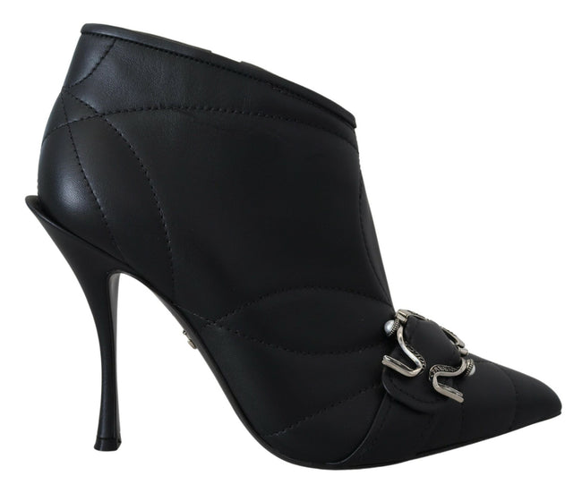 Dolce & Gabbana Elegante schwarze Stiefeletten aus gestepptem Leder