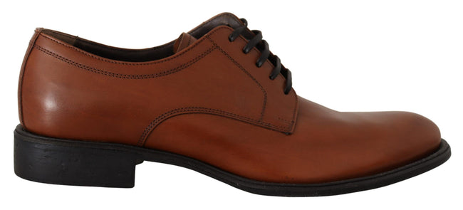 Dolce & Gabbana Zapatos Derby formales para hombre con cordones de cuero marrón