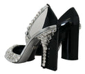 Zapatos de tacón de cuero con adornos de cristales elegantes de Dolce & Gabbana