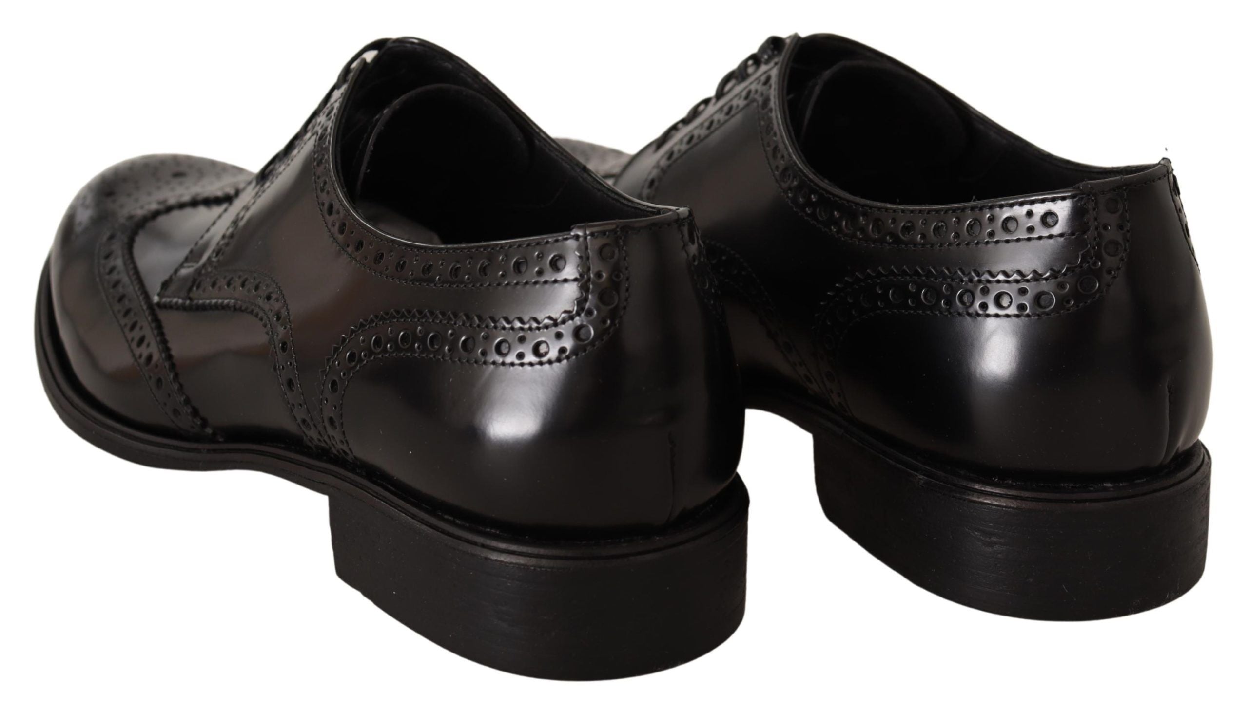Dolce & Gabbana Zapatos formales Oxford con punta de ala de cuero negro