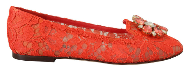 Dolce & Gabbana Zapatos planos Vally elegantes de encaje en rojo coral