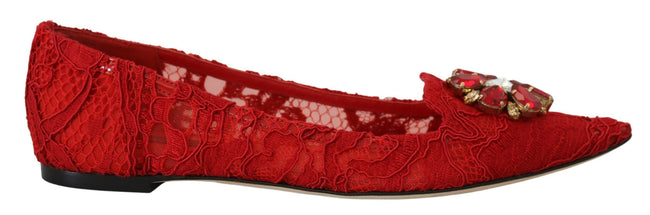 Dolce & Gabbana Mocasines rojos con cristales Taormina Zapatos planos