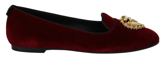 Dolce & Gabbana – Bordeauxfarbene Loafer „Devotion“ aus Samt