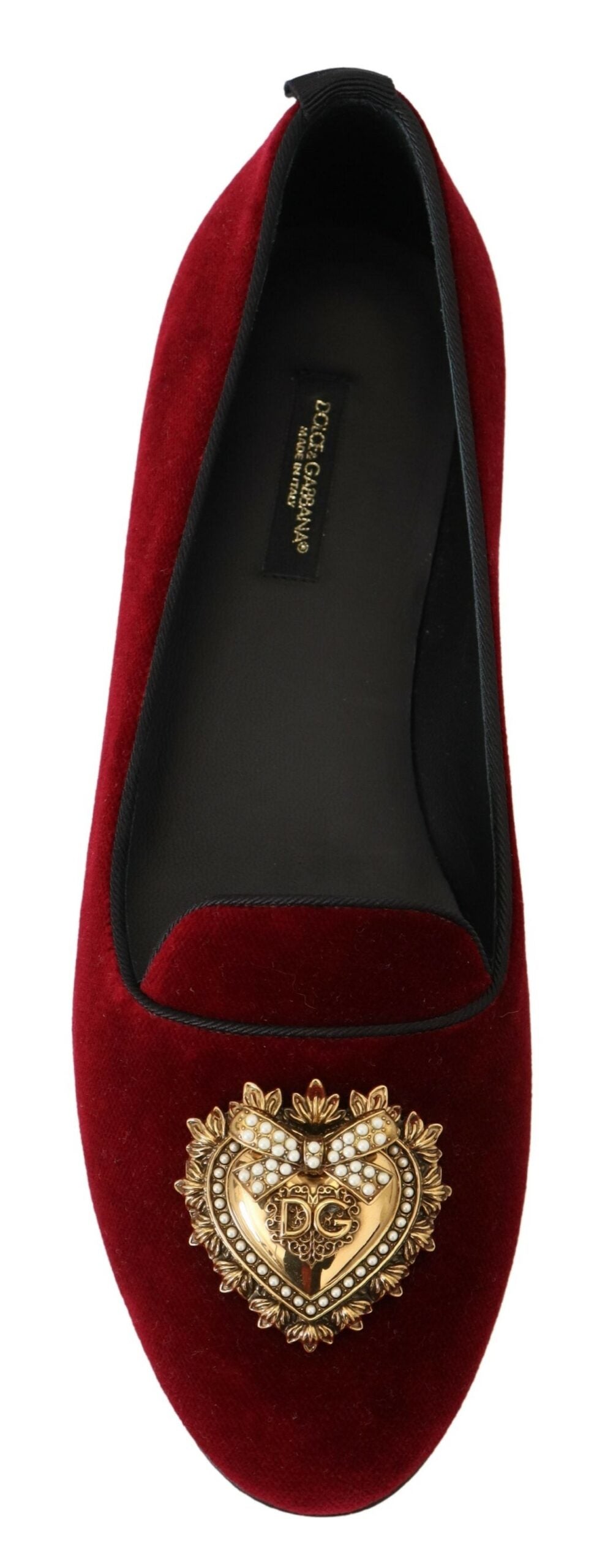 Dolce & Gabbana Mocasines sin cordones de terciopelo burdeos Zapatos planos