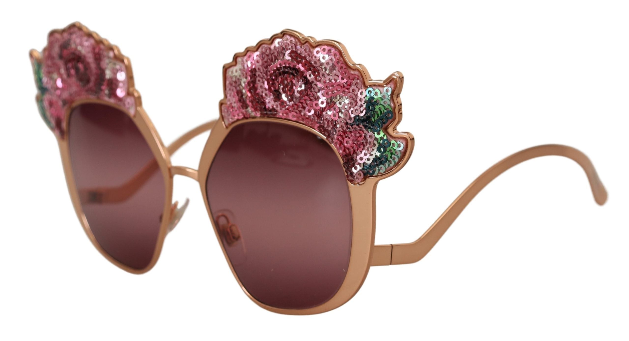 Dolce & Gabbana Gafas de sol elegantes con bordado de lentejuelas rosas